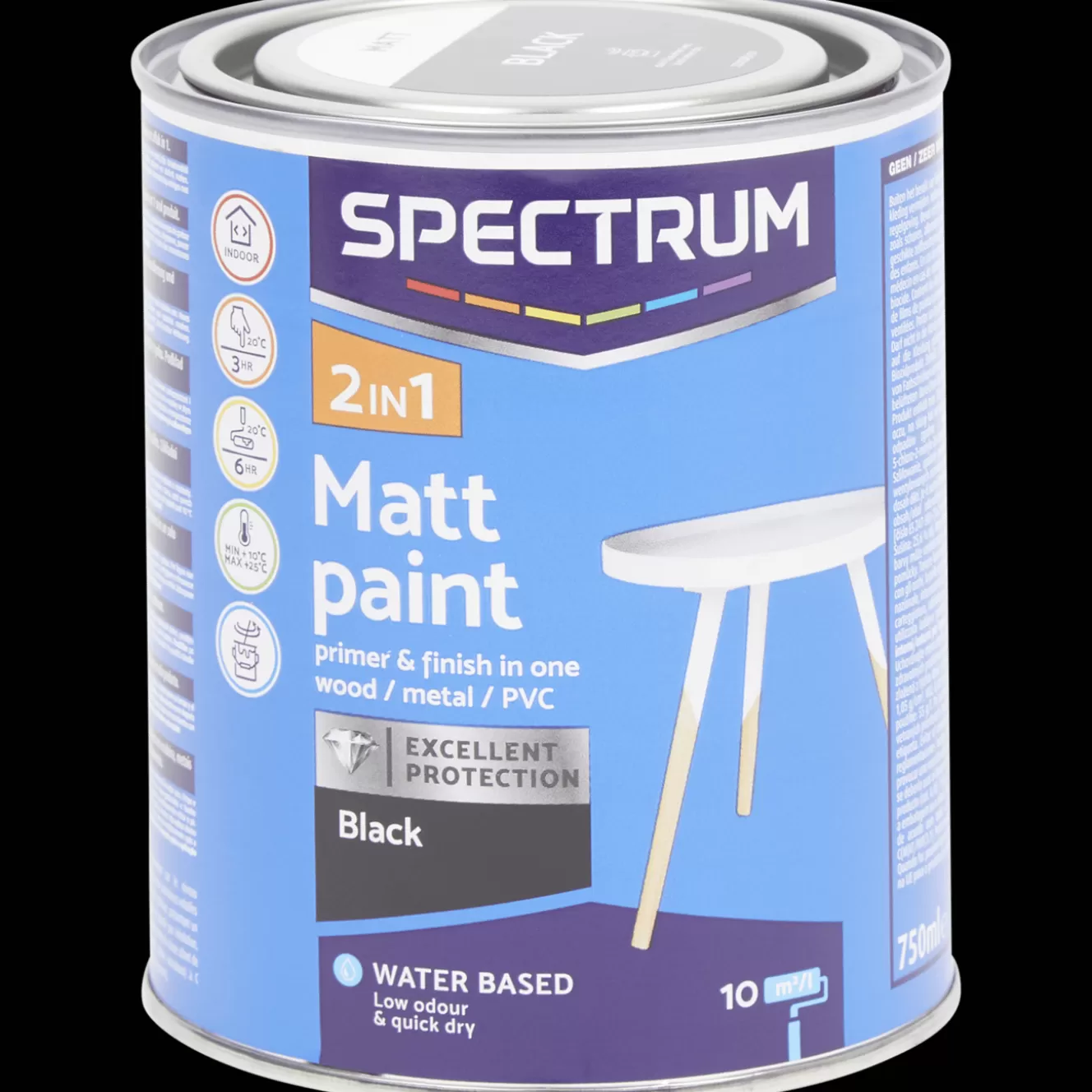 Spectrum 2-in-1 matte verf Zwart