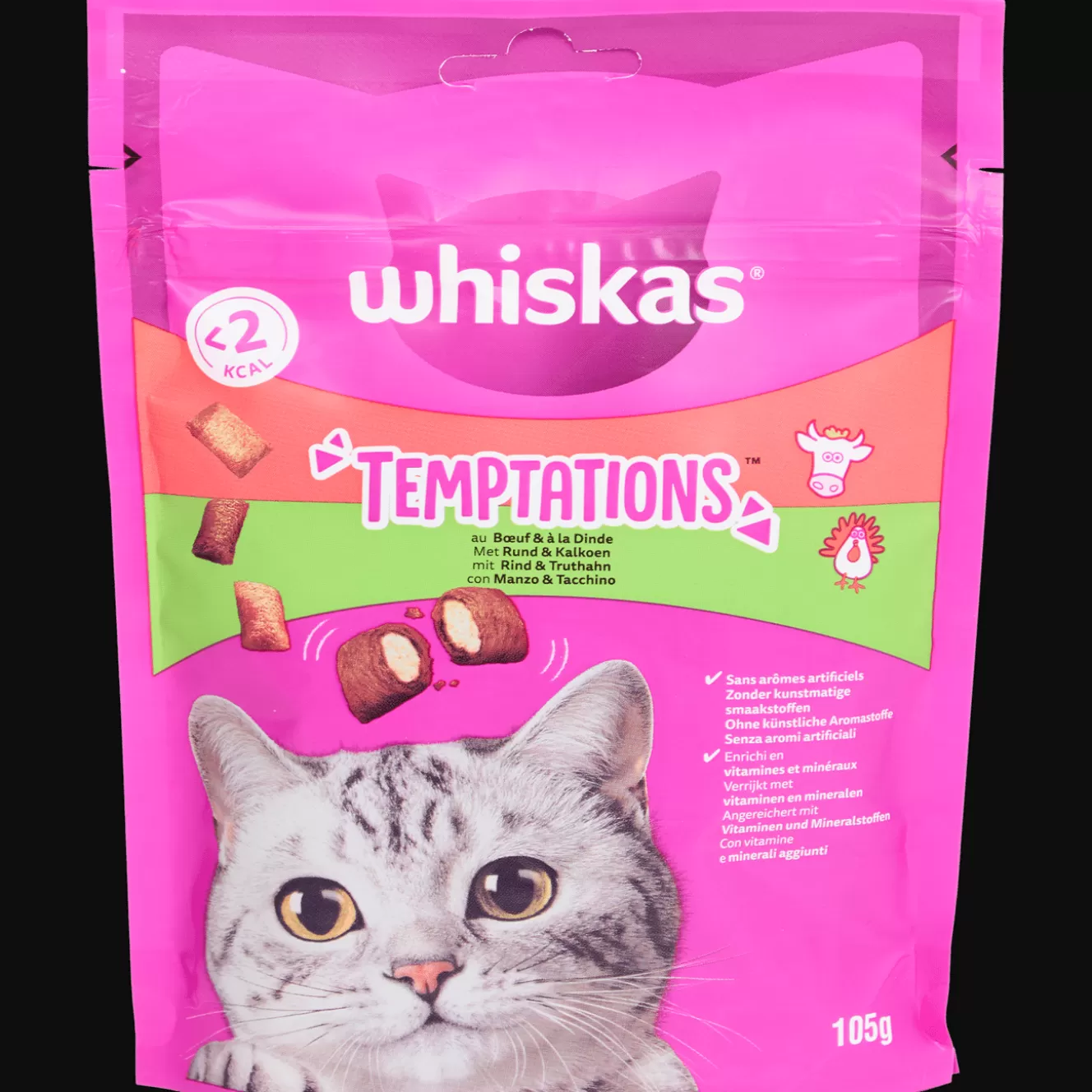 Whiskas Temptations kattensnoepjes rund en kalkoen